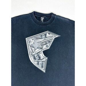 Vintage Famous Stars and Straps T-Shirt Medium Black Skater Ben Franklin Money